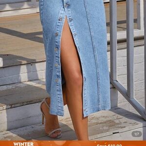 SHEIN Light Blue Denim Skirt